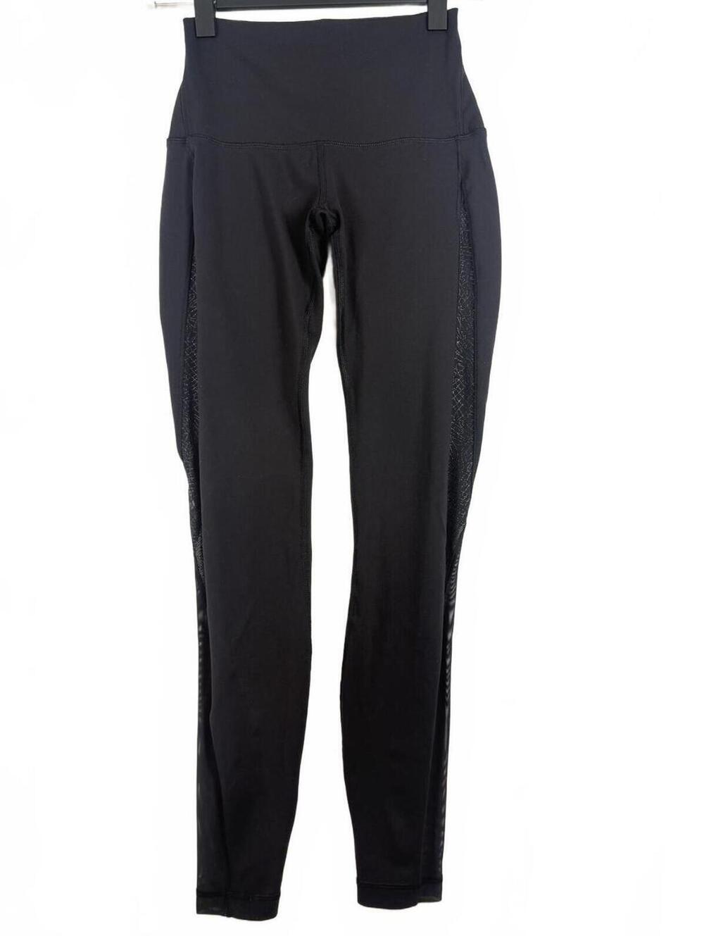 lululemon Train Times High-Rise Mesh Panel Black Performance Leggings Size 4